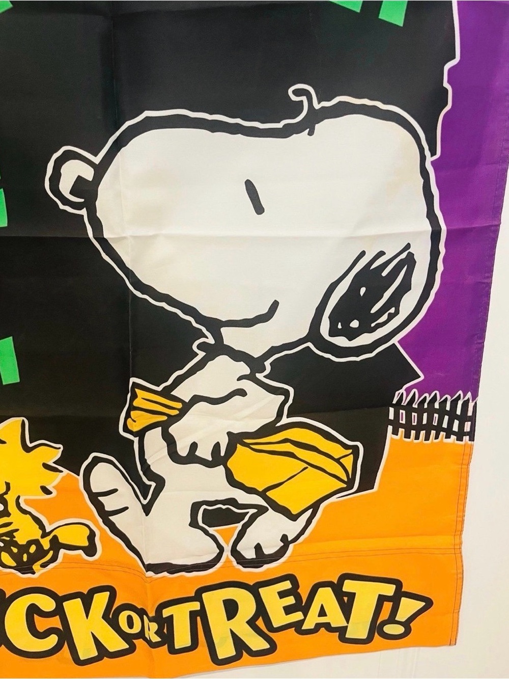 Snoopy & Woodstock Halloween Trick or Treat Peanuts Gang Vintage House Flag - Picture 11 of 12